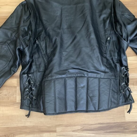 Interstate Leather Biker Motorcycle Riding Jacket Black Mens 3XL Quilted Lined - Picture 3 of 16